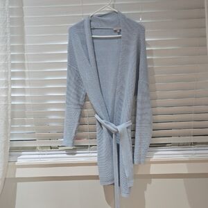 Revolution Light Blue Ribbed Wrap Cardigan with Tie